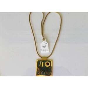 1960’s De Passillé Sylvestre 28” Enamel Modernist Abstract Pendant Necklace